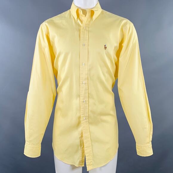 RALPH LAUREN Size M Yellow Cotton Button Down Collar Long Sleeve Shirt - Picture 1 of 5